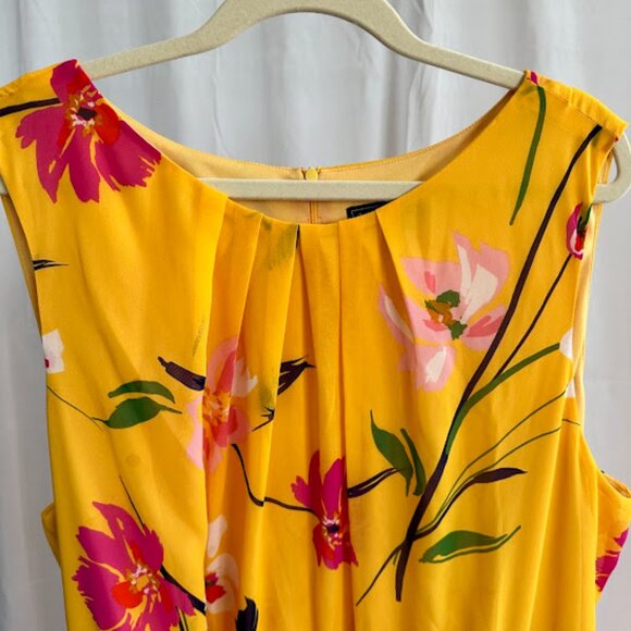 Jessica Howard Women's Plus 24W Yellow dress with pink flowers and layered skirt - Picture 7 of 10